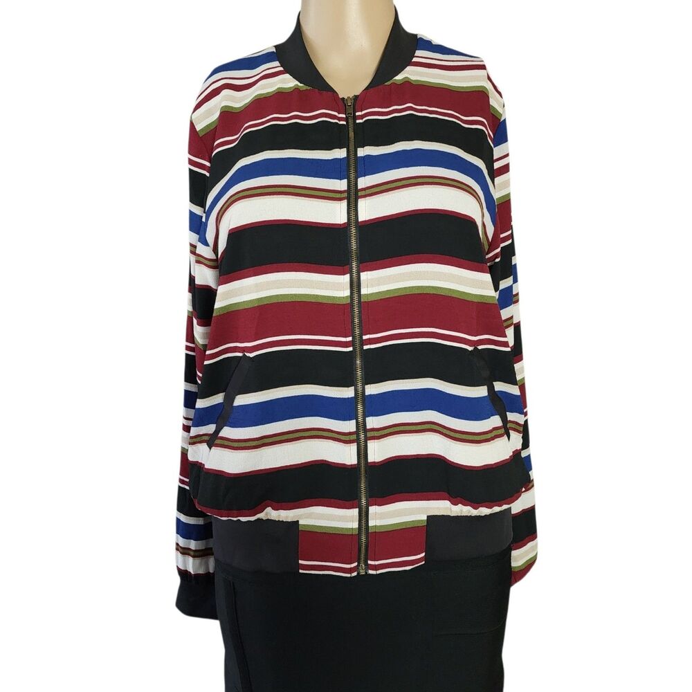 Monteau Los Angeles Multicolor Striped Bomber Jacket - Medium